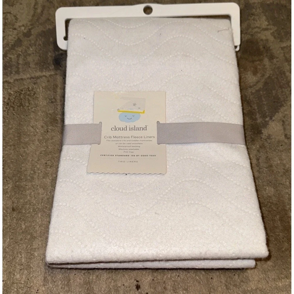 Cloud‎ Island Waterproof Crib / Toddler Fleece Mattress Liner  Set Of (2) New